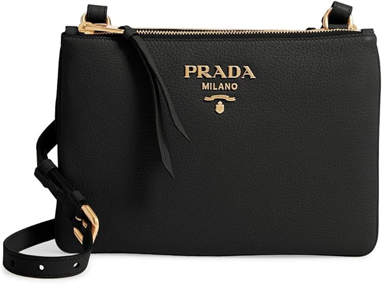 Prada Vitello Phenix Gold Hardware Black Crossbody 1BH046